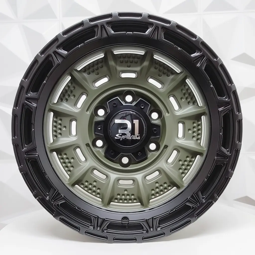 "RIN 17X9 6-139.7 R1 SPORT RGW8878 MATTE GREEN + BLACK LIP POLISH ET0 CB110" 