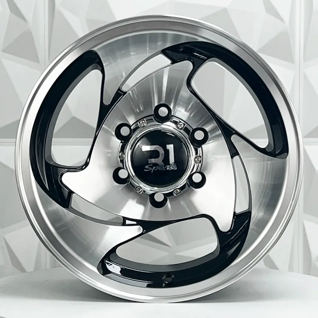 RIN 15X8 6-139.7 R1 SPORT 1070 BLACK MACHINE FACE MACHINE LIP ET-15 CB106