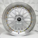 RIN 17X9.5 5-100 R1 SPORT 7236R BB SILVER MACHINE LIP GOLD RIVETS ET30 CB73.1